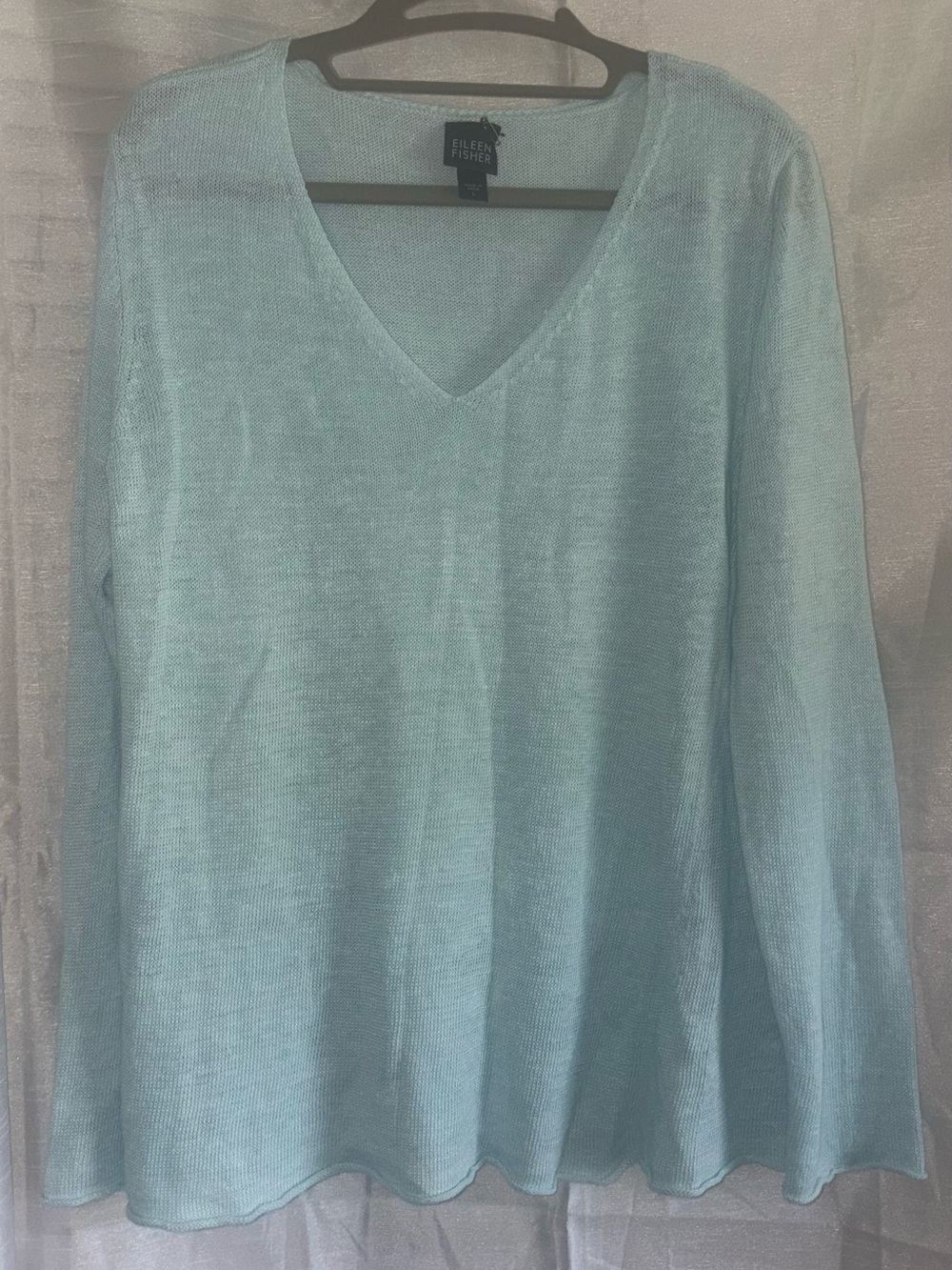 Eileen Fisher Pale Blue Open-Knit Tunic - Picture 2 of 5